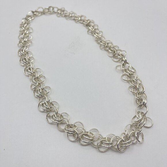 925 Sterling Silver Zig Zag Chainmaille Chain Ladies Necklace